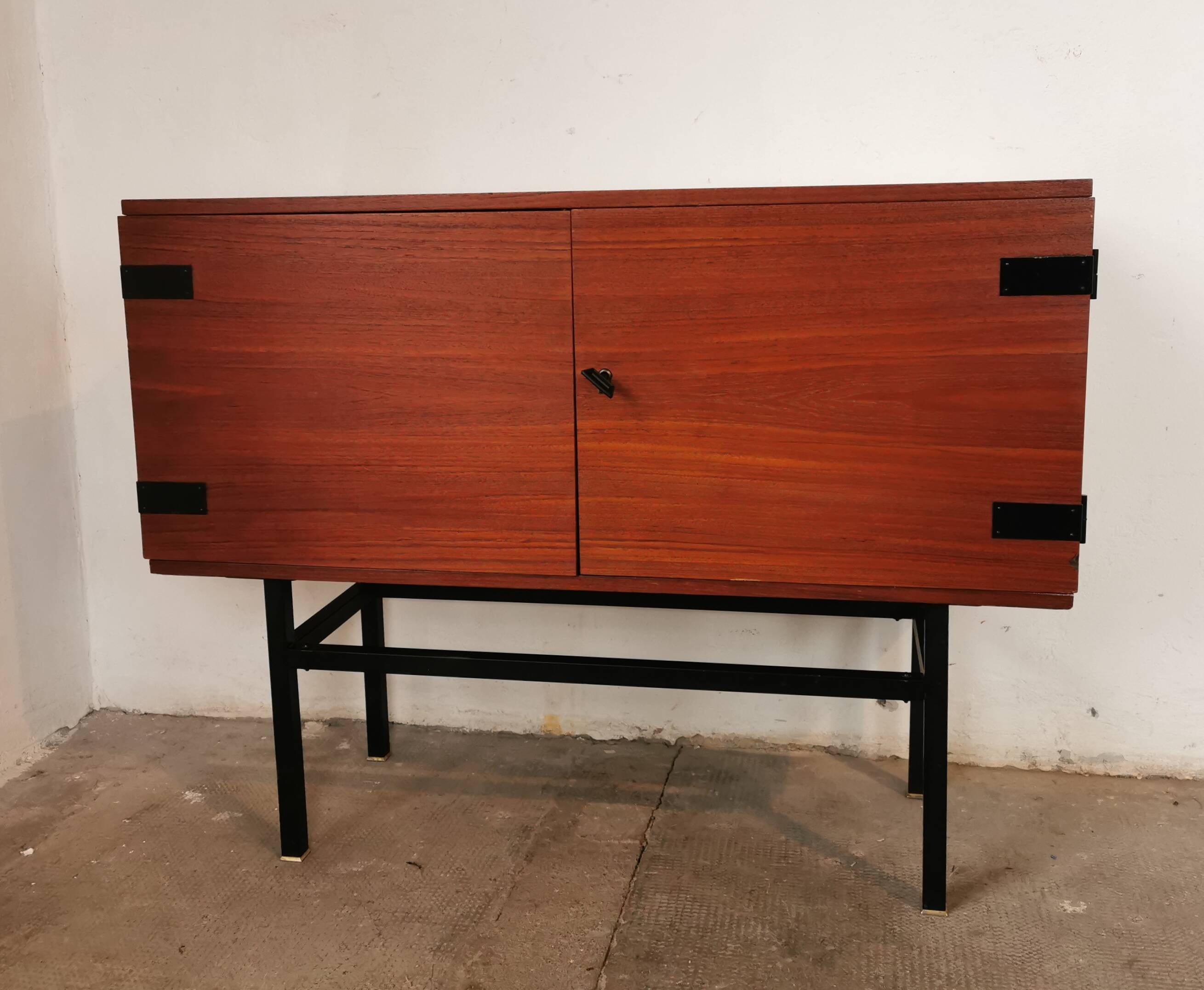 Small teak and metal sideboard, 70s