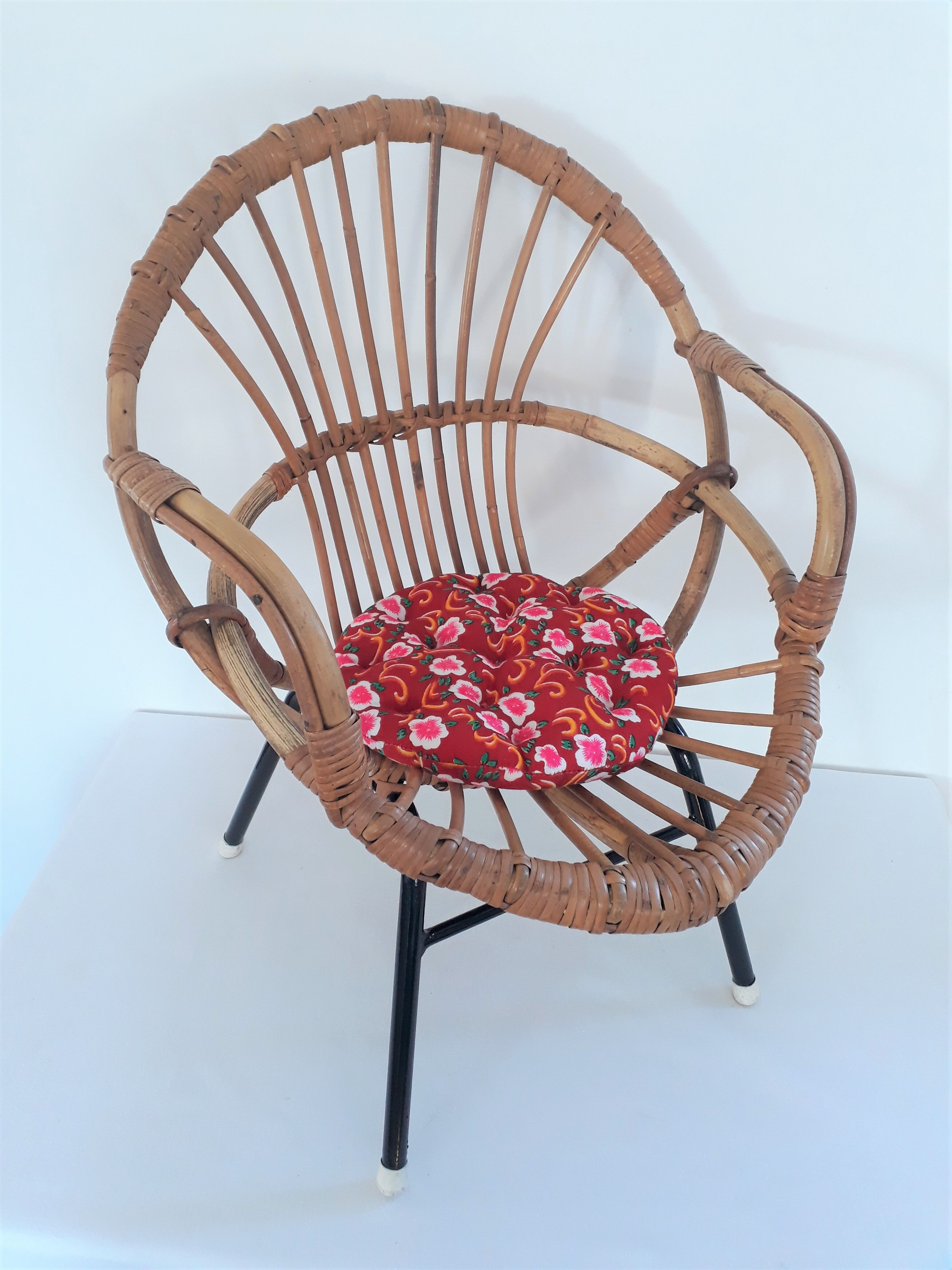 Fauteuil enfant vintage années 60/70 rotin et osier