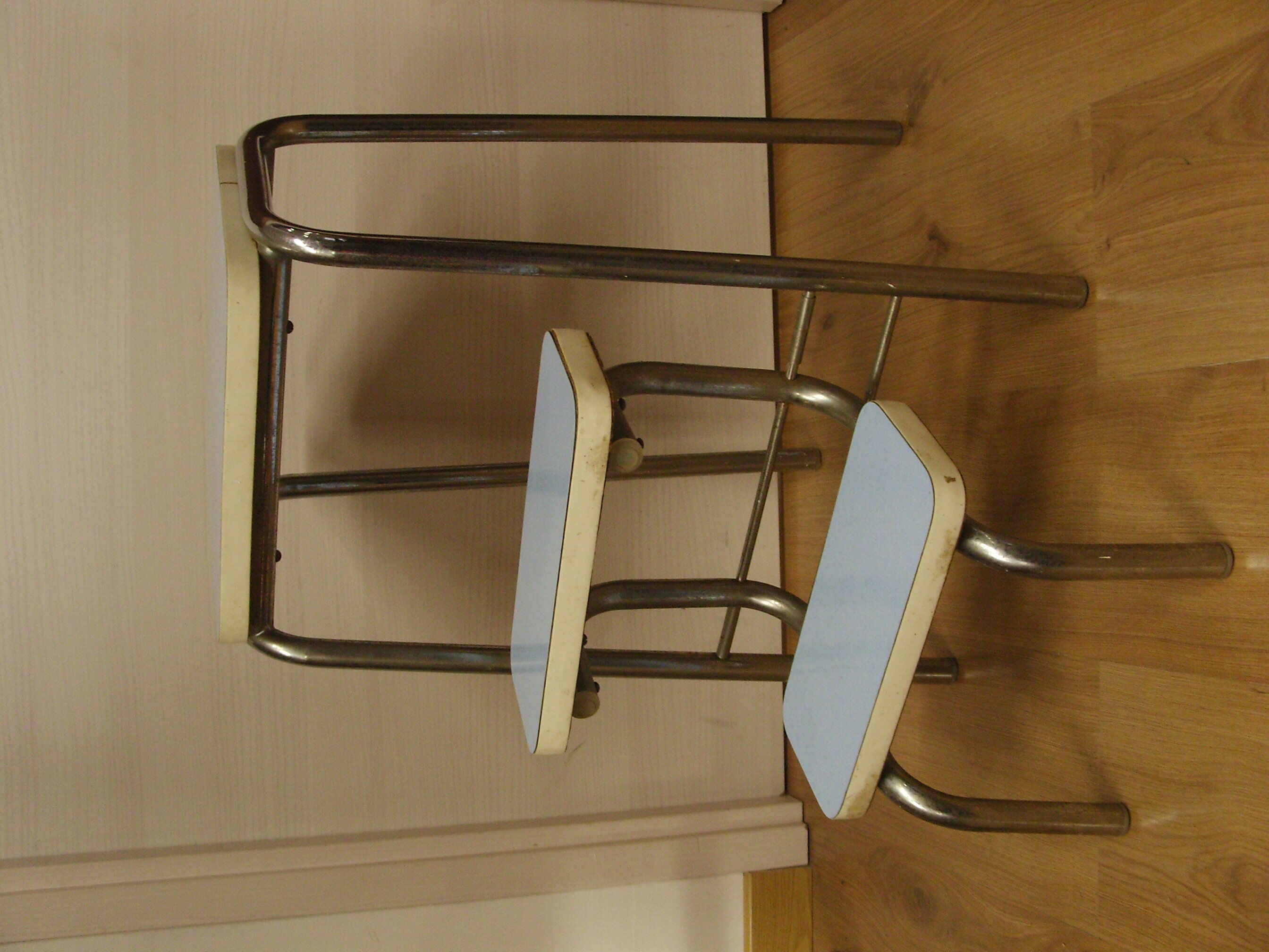 Stepladder stool in sky blue formica Vintage
