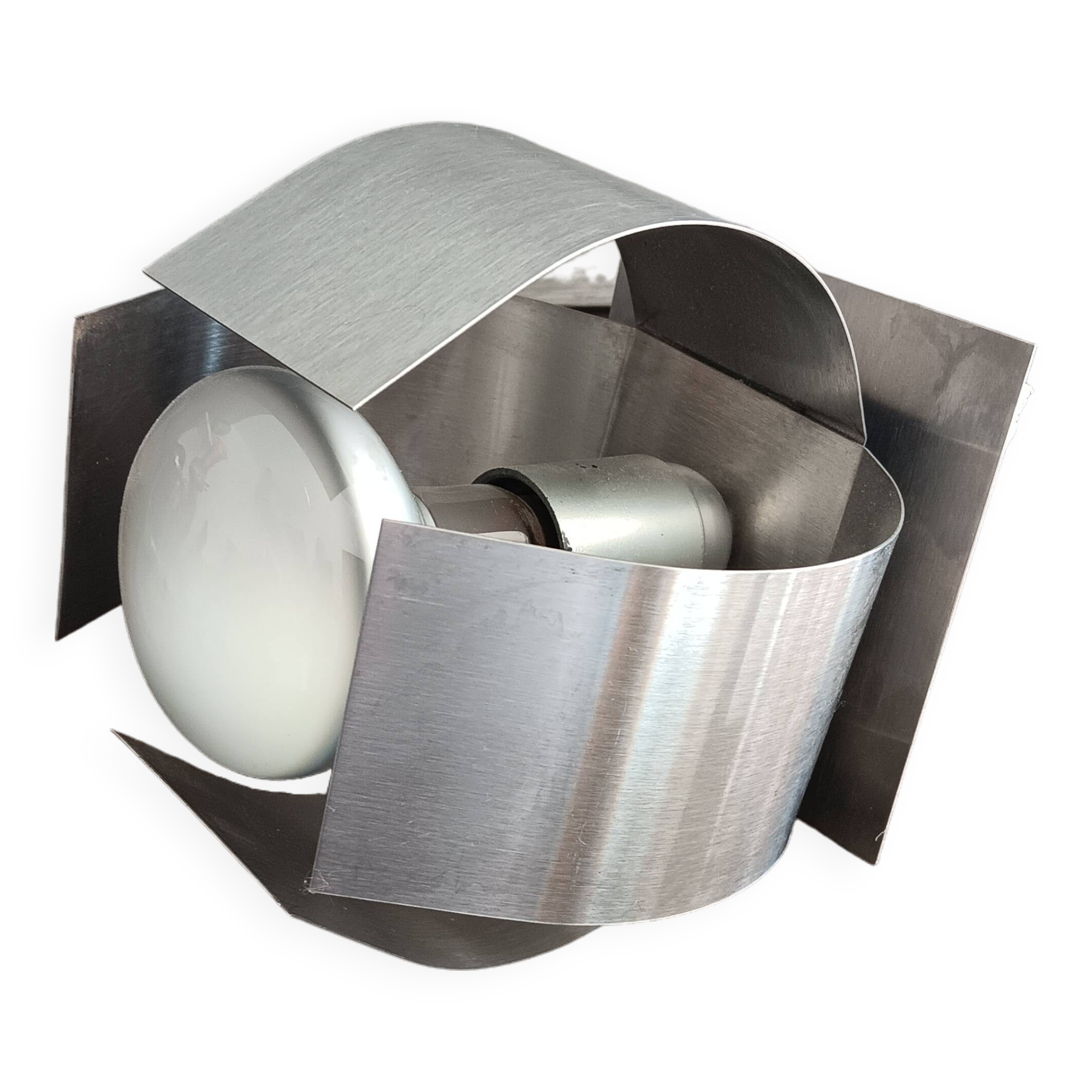 Stainless steel wall light from the 70s