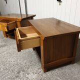 Pair of elm bedside tables Luigi Gorgoni 1980