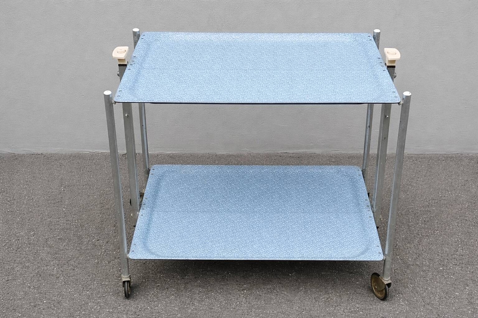 Vintage 1980s folding rolling table