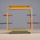 Vintage multicolour tubular steel flower stand / plant stand, mid-20th century, Czechoslovakia, 71 × 50 × 103 cm