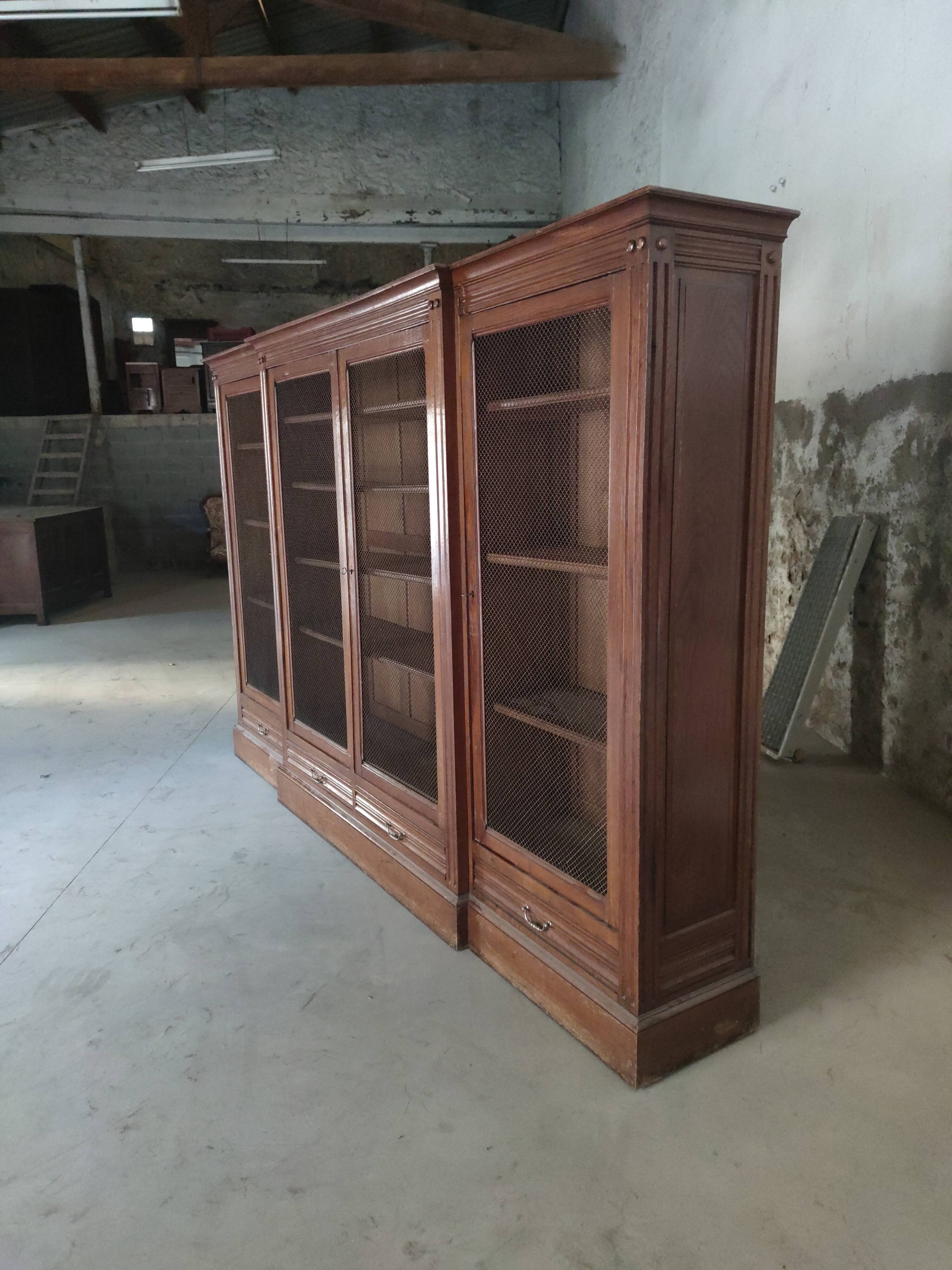 Solid oak library late 19th century around 1890