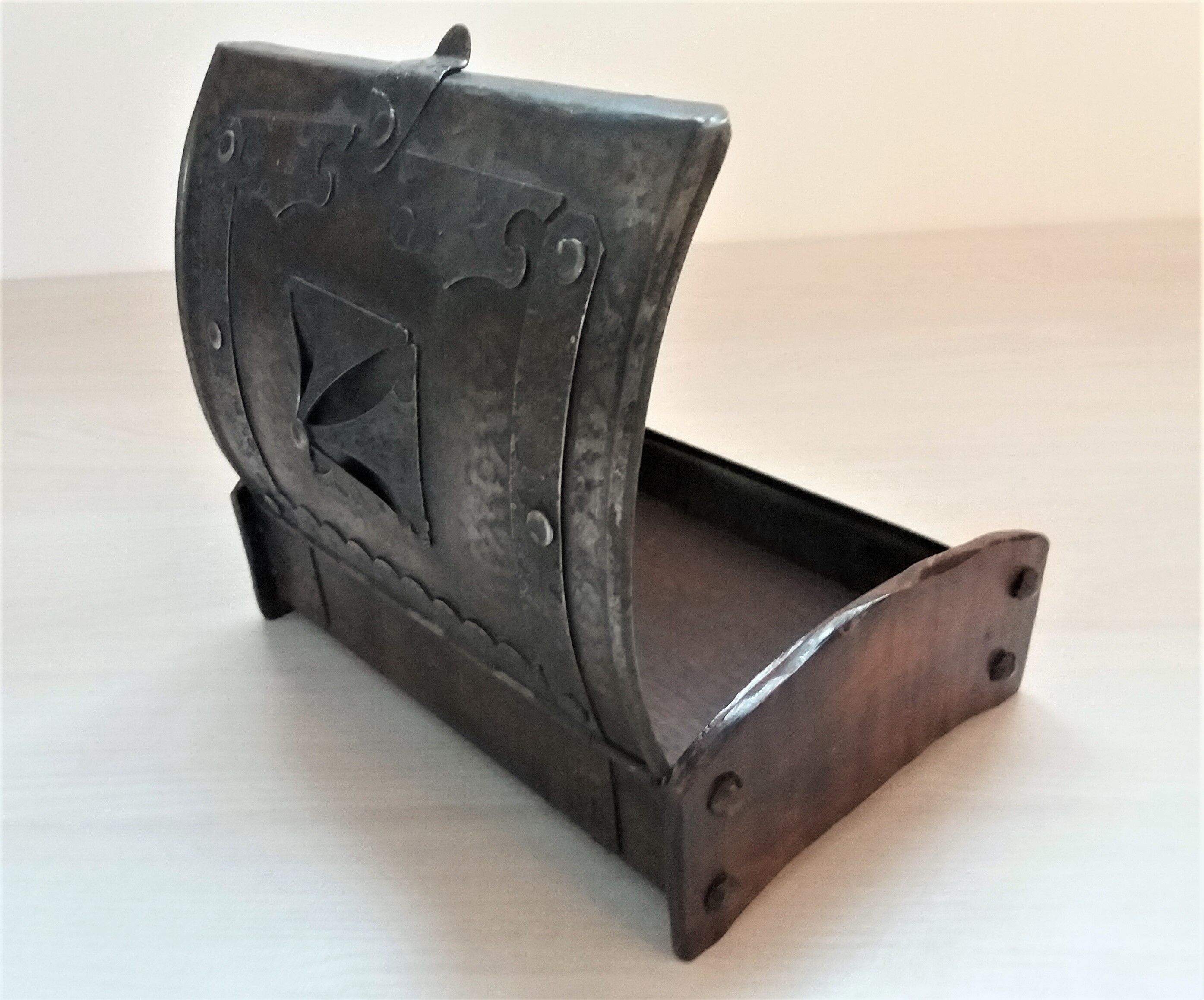 Metal and wood jewellery box