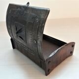 Metal and wood jewellery box