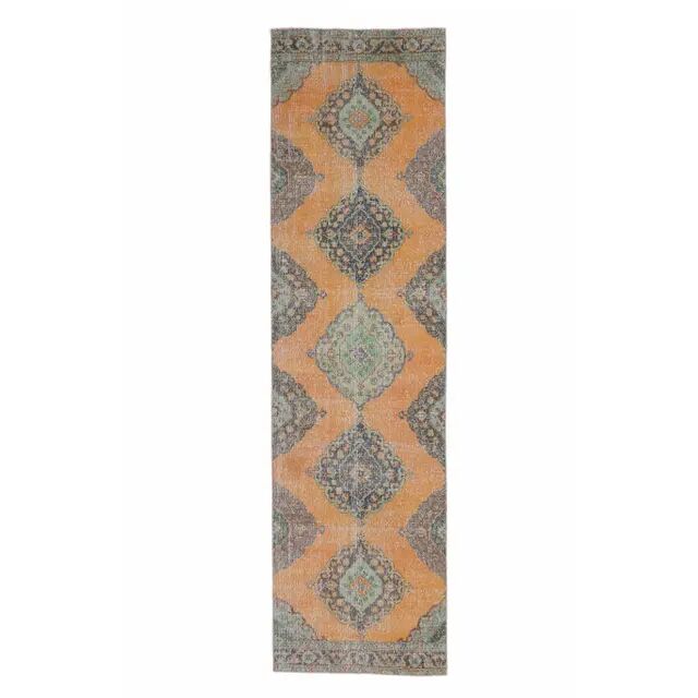1960s Turkish Hand-Knotted Oriental Runner Rug 100x385