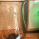 Smoky brown bubbled glass vase – flared tulip shape – vintage year