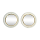 Pair of Mid Century wall mirrors with brass rim and white metal frames