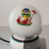 Lampe boule en opaline motif clown vintage 1960