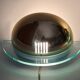 Pair of gold metal and plexiglass wall lights, circa 1980.