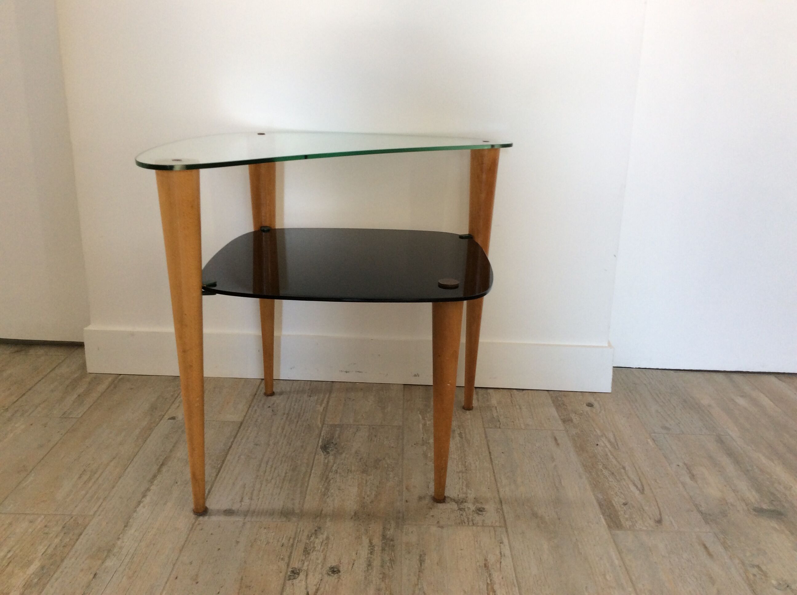 Small table from the 60s wood and glass