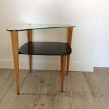 Small table from the 60s wood and glass
