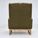 Fauteuil danoise, rembourrage original, laine de meuble verte, 1970