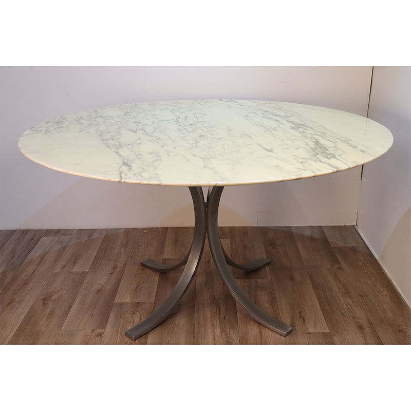 Vintage dining table in marble and steel 1970