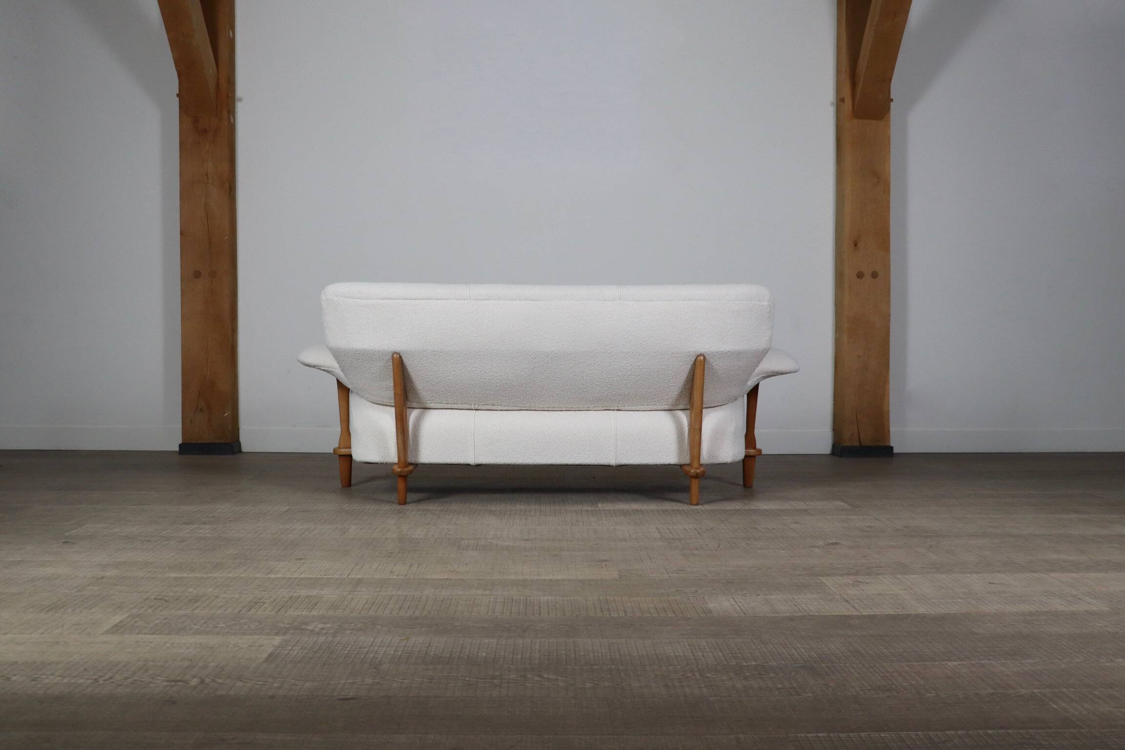 Theo Ruth For Artifort Sofa Model 109 In Oak And Bouclé, 1950s