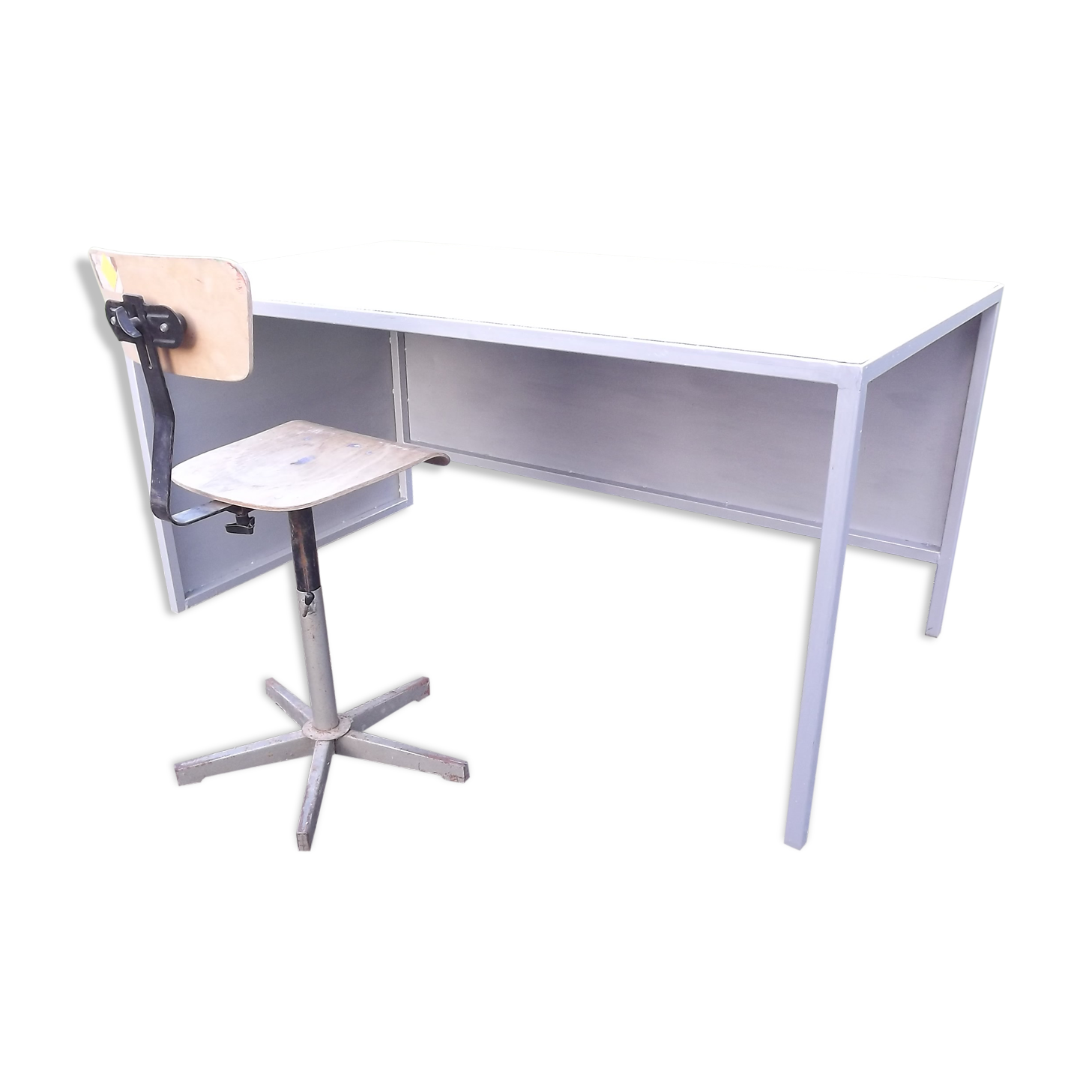 Industrial iron desk and Chair