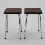 1970s Pair of Stools with Leatherette Upholstery ,Czechoslovakia