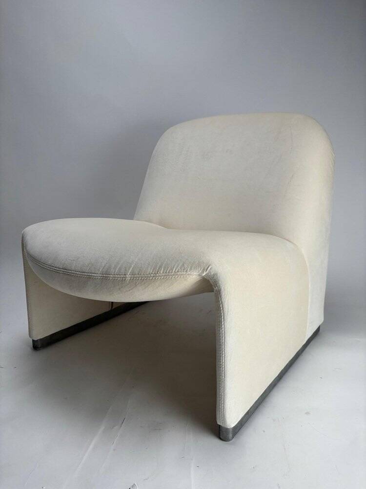 Chauffeuse Alky en velours blanc attribué à Giancarlo Piretti pour Anonima Castelli, Italie, années 1960
