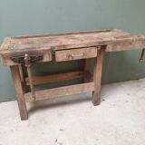 Old wooden workbench sidetable