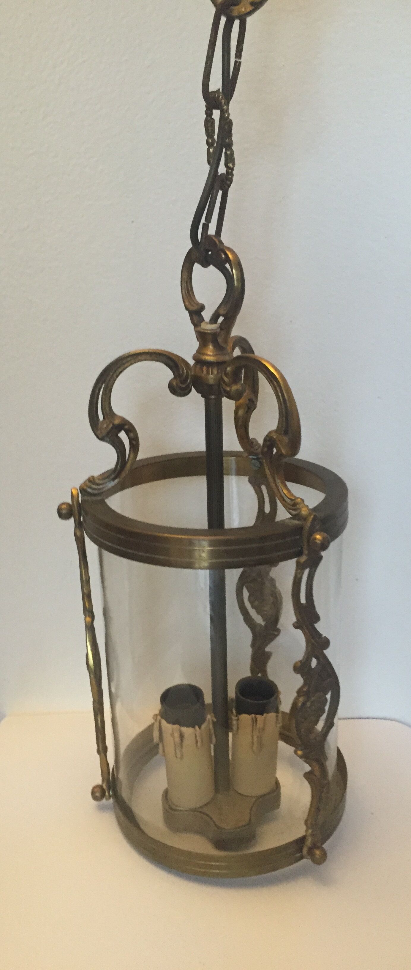 Old lantern in bronze and glass