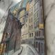 Old painting oil on Isorel "Paris street of the Town Hall"