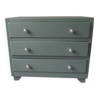 Re-enchanted vintage chest of drawers in smoked green.