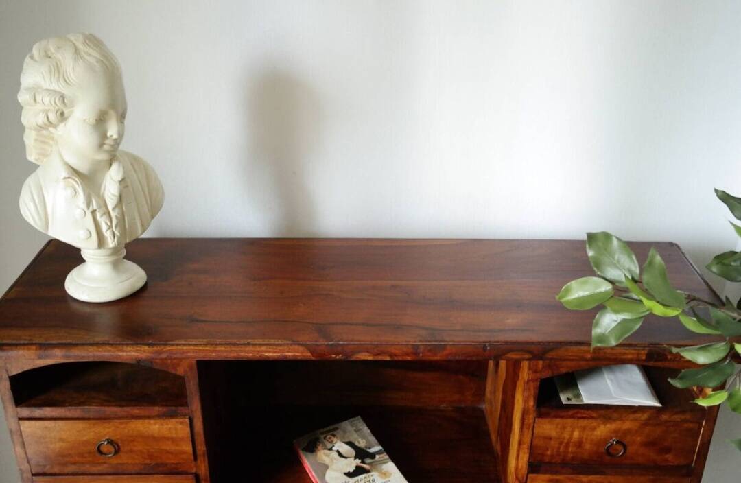 Stepped desk in solid walnut