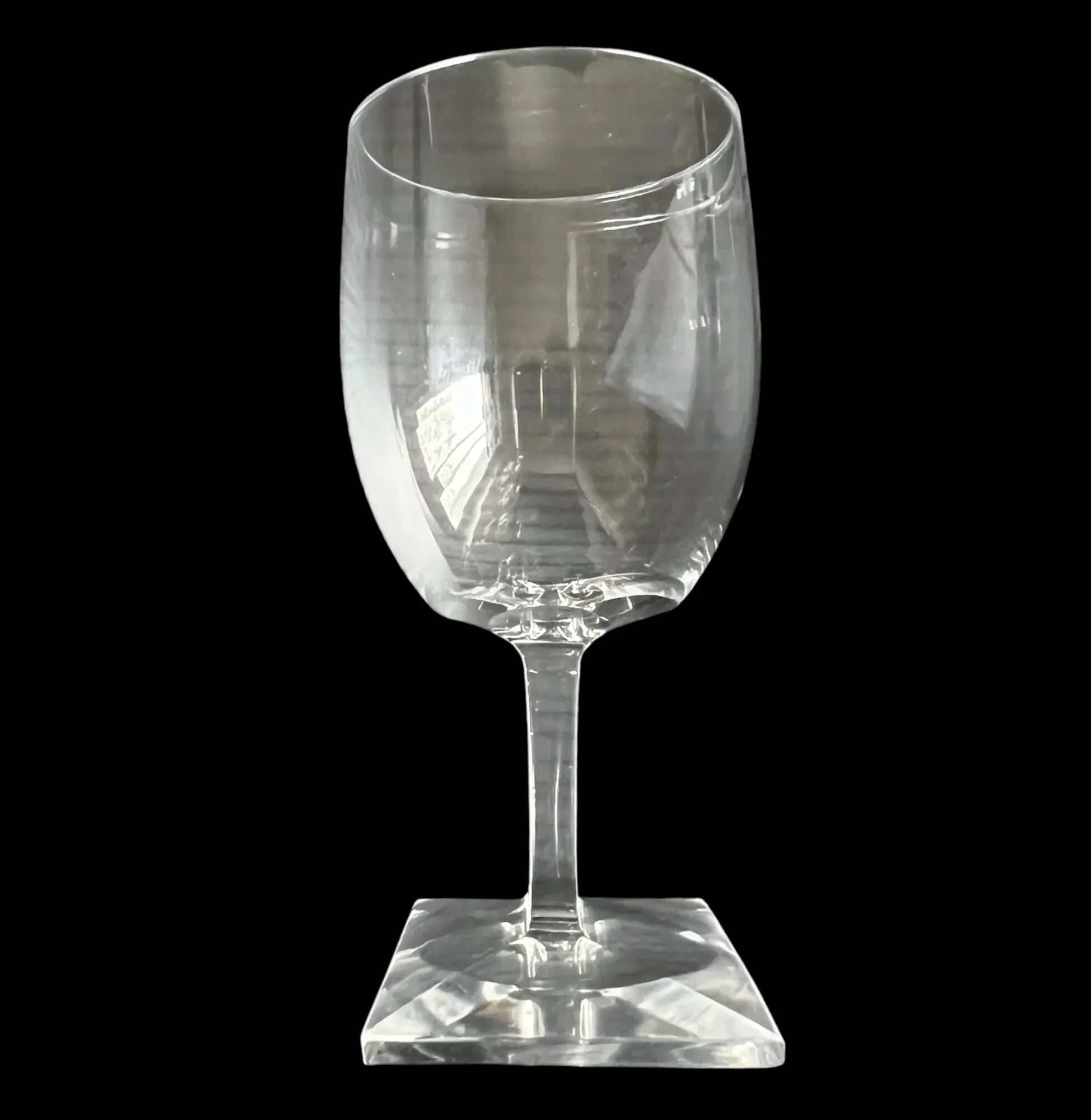 Set of 3 Art Deco crystal stemmed glasses - Bevelled rectangular base from the 1930s.