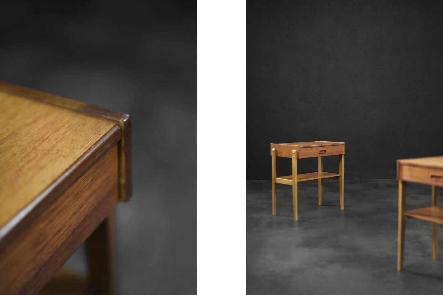 Vintage Mid-Century Scandinavian Modern Teak Nightstands, 1960s, Set of 2
