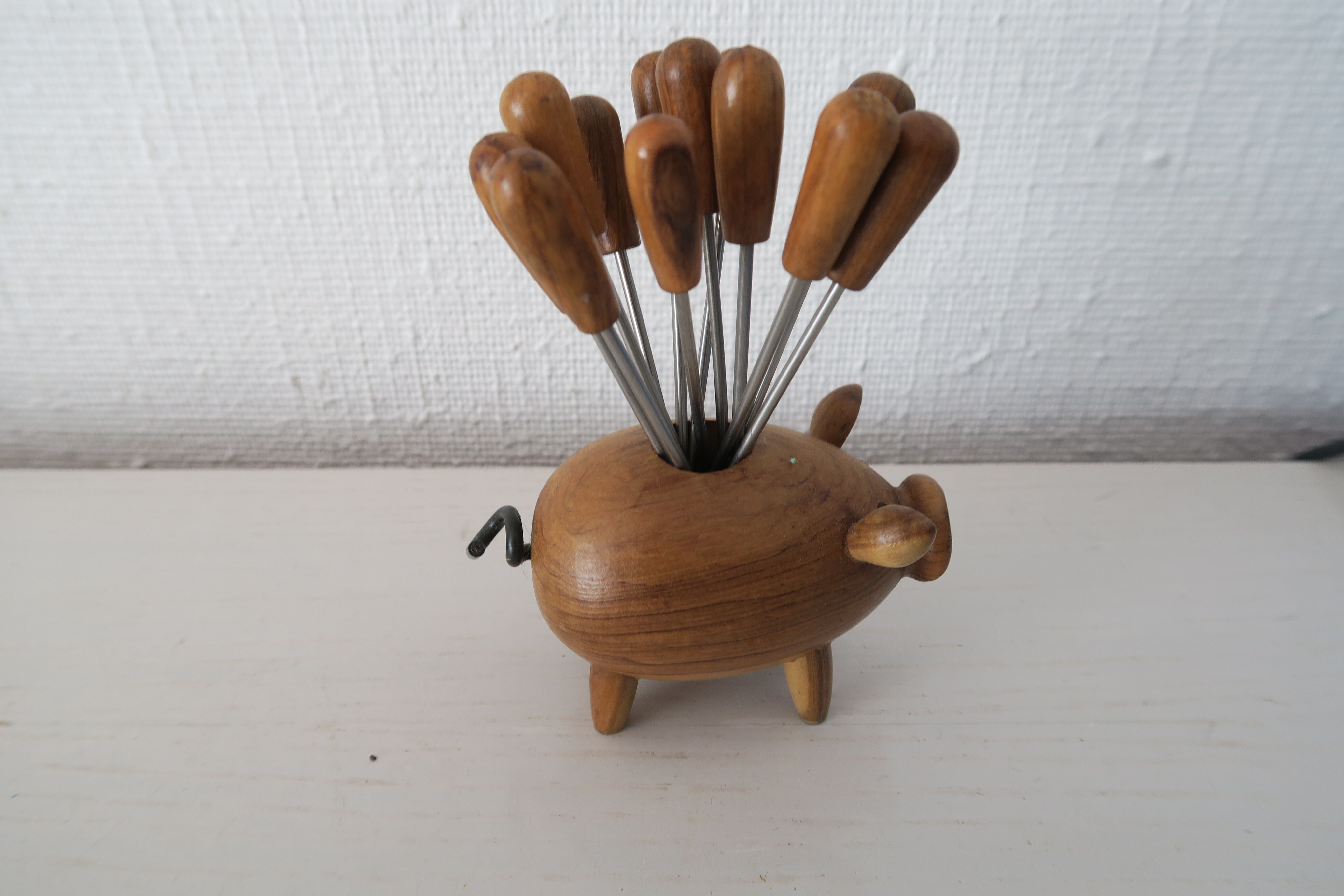 Vintage pig with wooden picks
