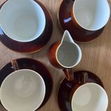 Set of 4 large cups + saucers + milk jug