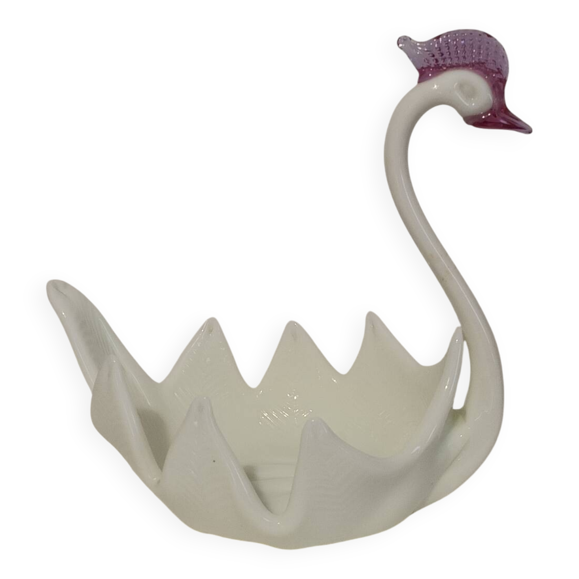 Vintage glass swan catchall from Italy