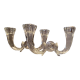 Pair of Val Saint Lambert crystal table end candlesticks