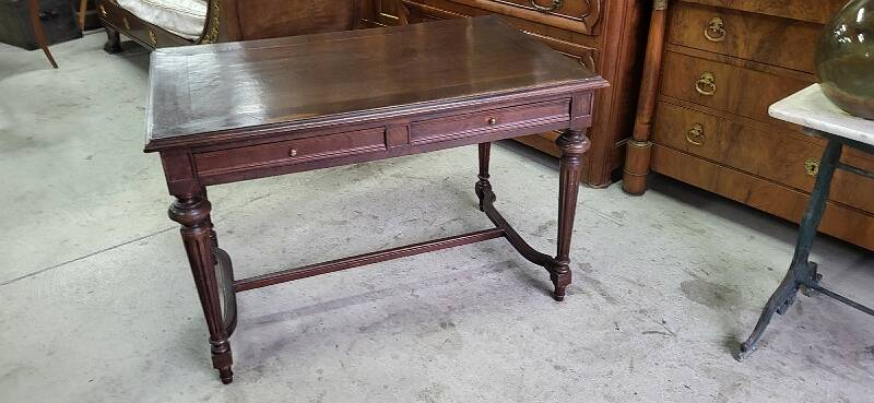 Table bureau 2 tiroirs en chene du xix ème siecle