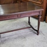 19th century oak desk table with 2 drawers