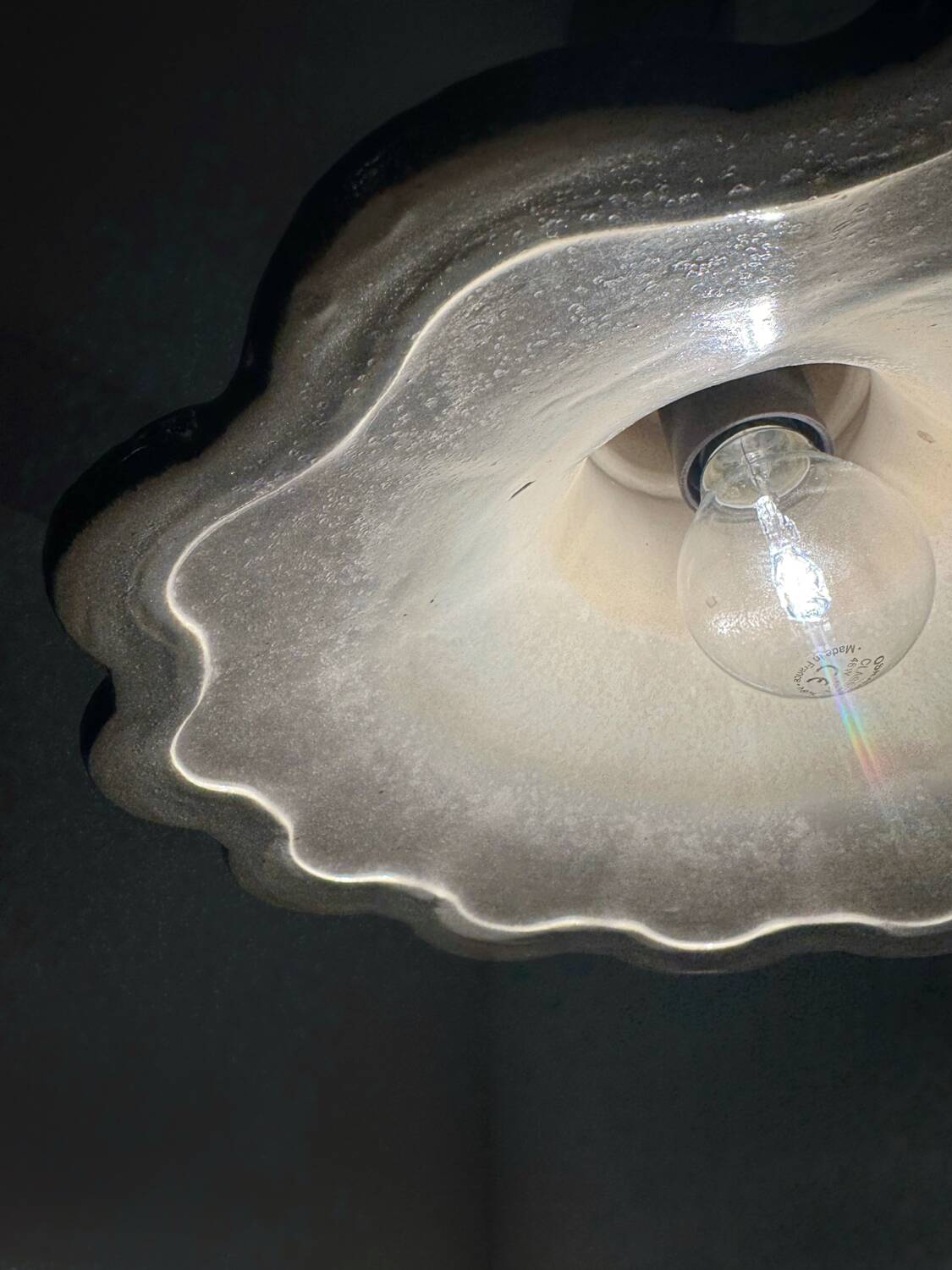 70s ceramic flower pendant light