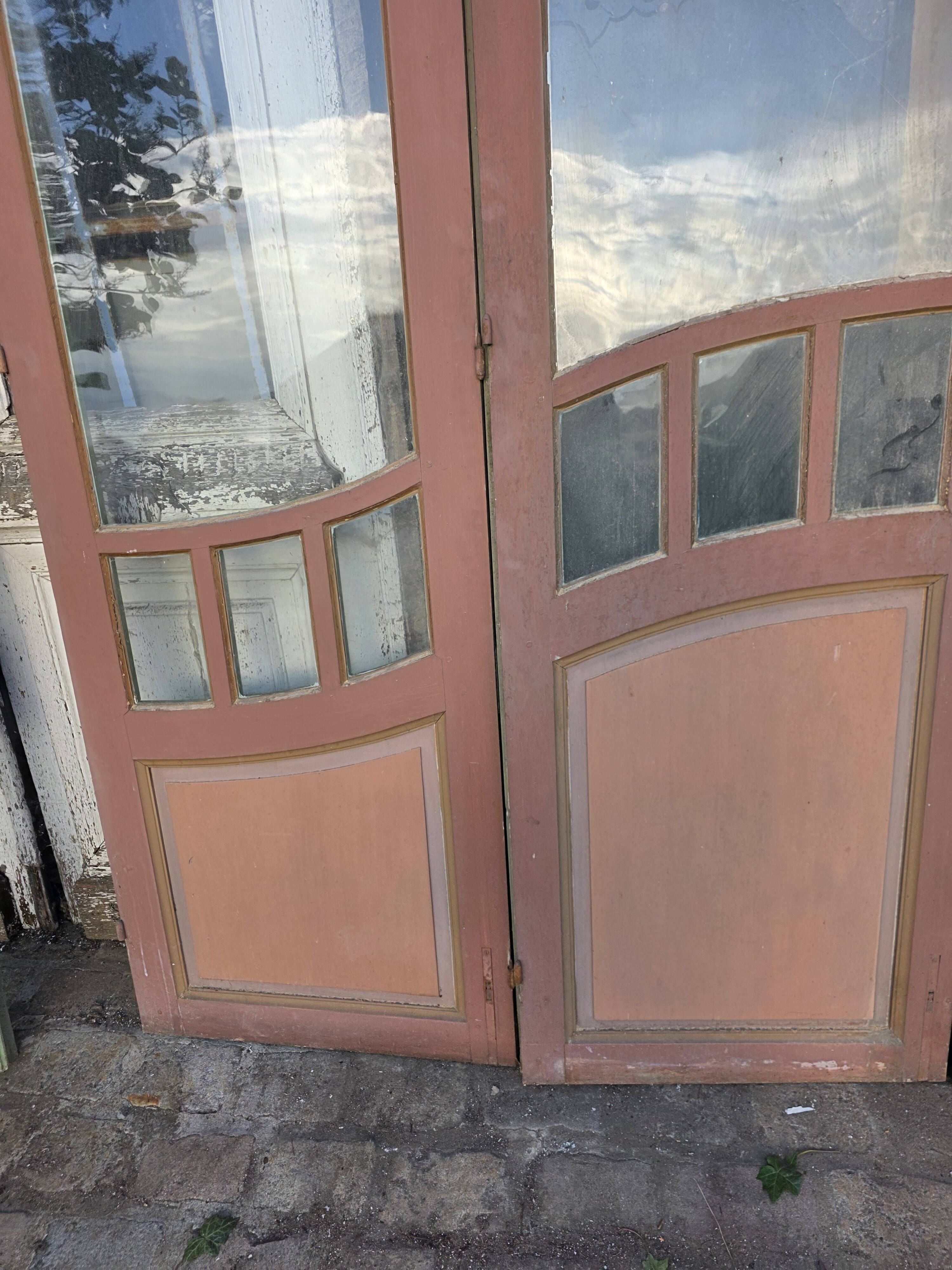 4 Art Nouveau partition doors + transom