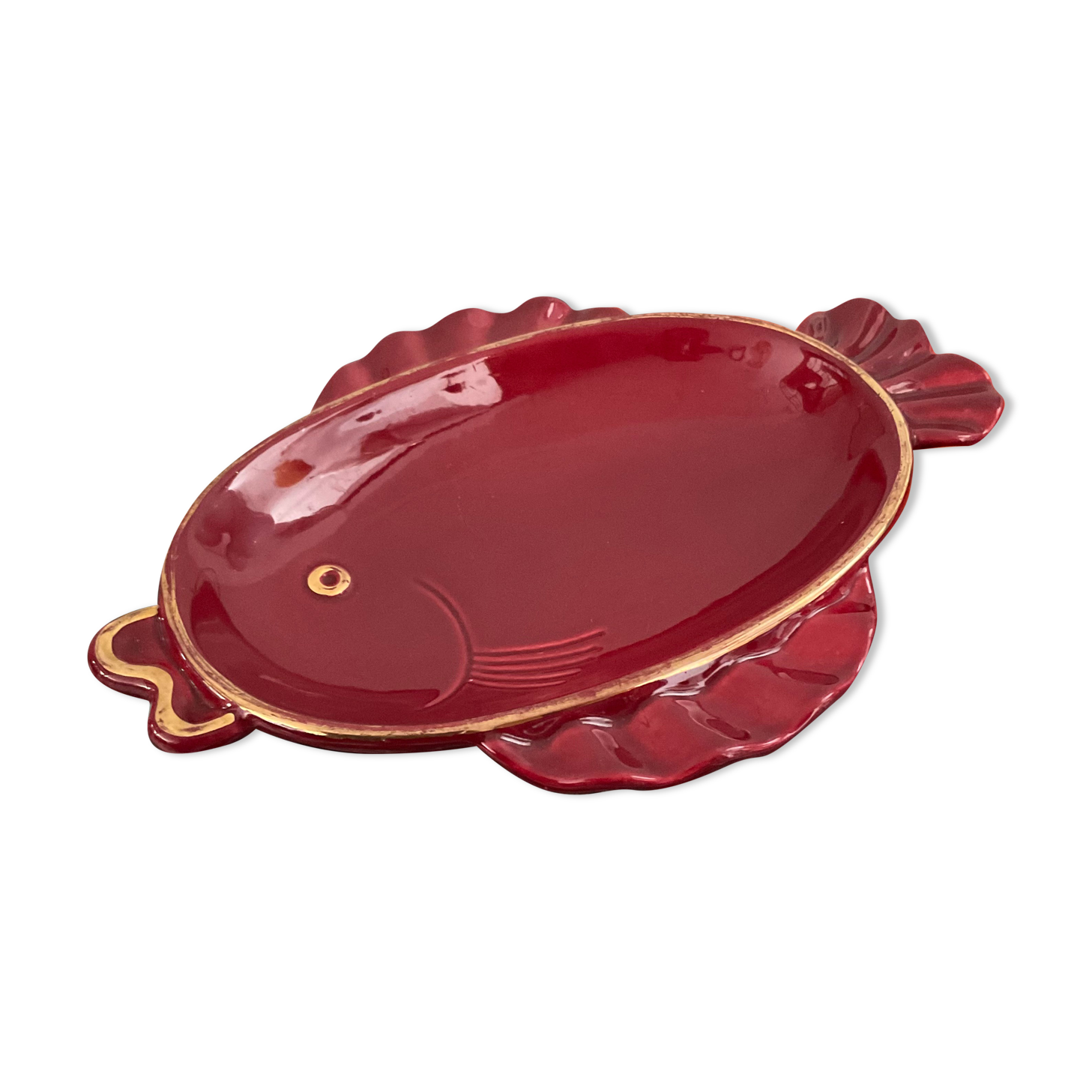 Empty vintage fish bag ceramic from Vallauris