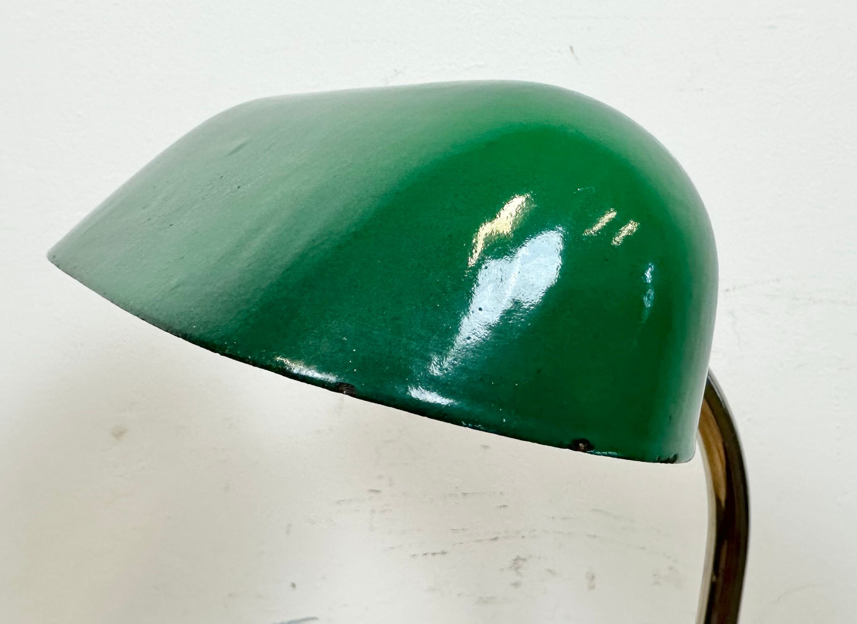 Vintage Green Enamel Bank Lamp, 1950s