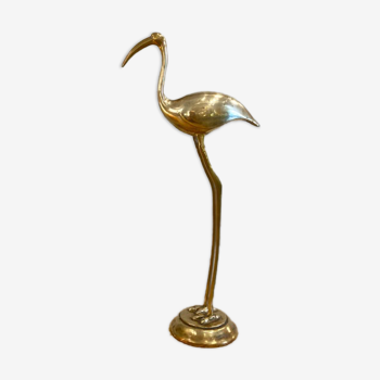 Ibis or heron in gilded brass