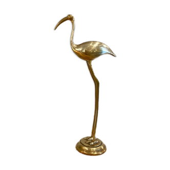 Ibis or heron in gilded brass