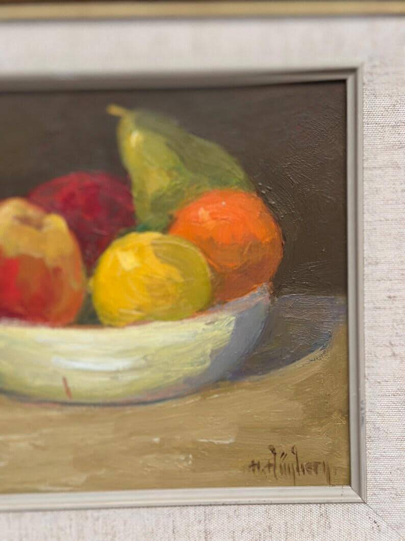 Oil on Panel “Still Life with Fruit” by Hilding Bernhard Högberg Vintage