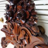 Antique Baroque Wall Mirror in Carved Mahogany