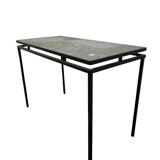 Table basse vintage en mosaïque bleue / table à plantes