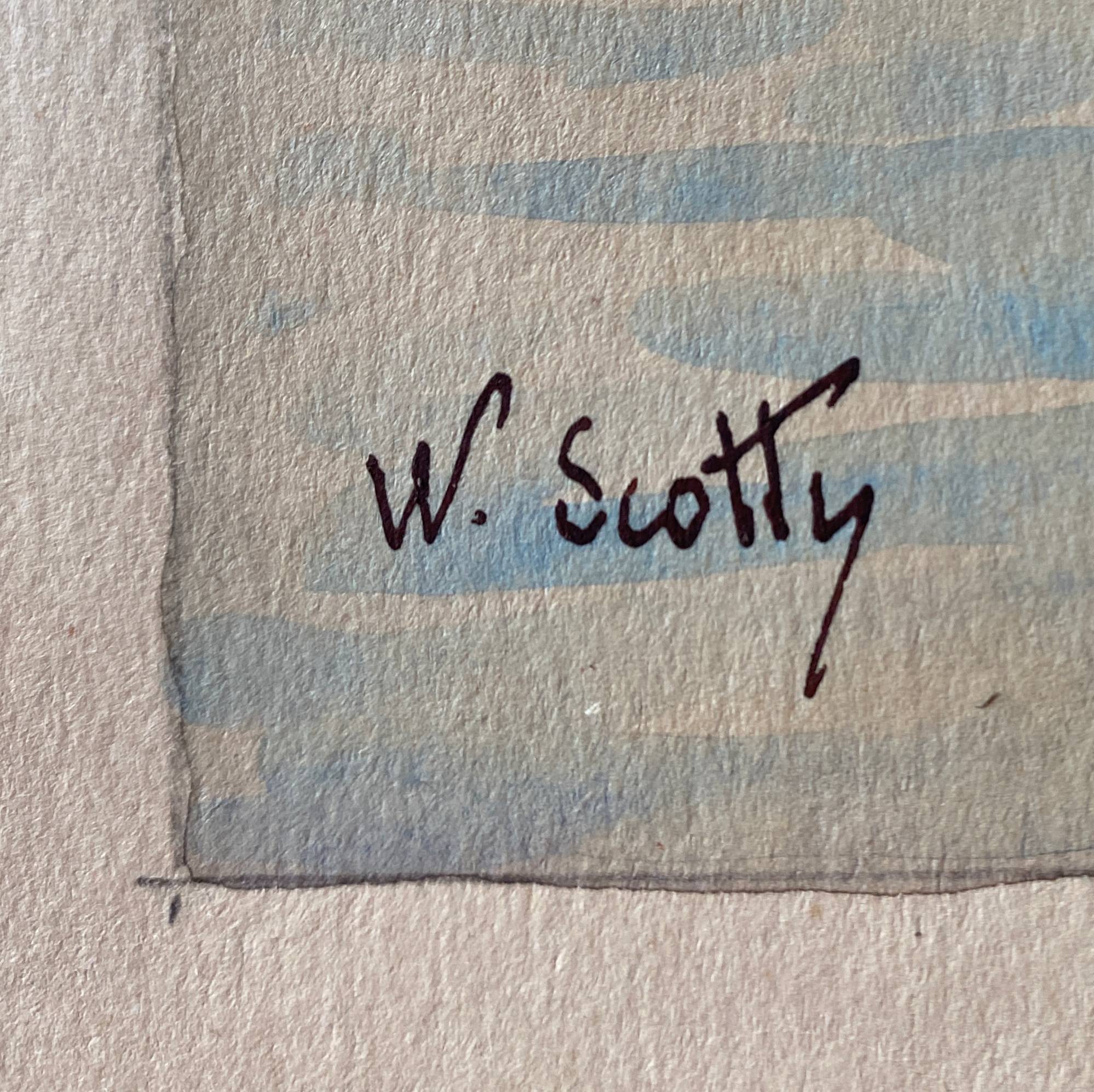 Watercolor painting "Monastery" Italy early XX ° by W. Scotty