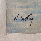 Watercolor painting "Monastery" Italy early XX ° by W. Scotty