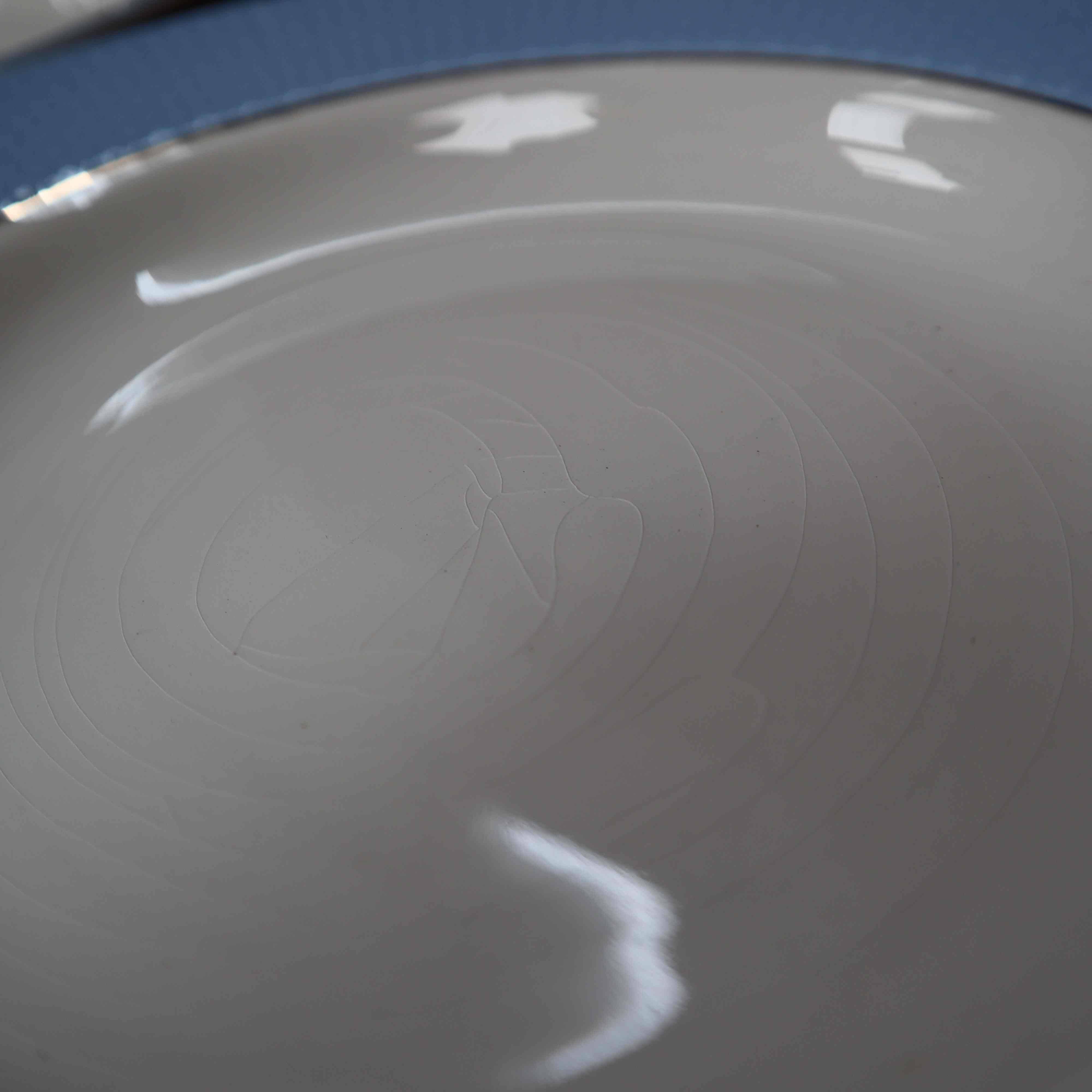 Set of 6 deep plates l'Amandinoise blue and gold outline 7885