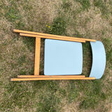 2 folding chairs in vintage beech 1950