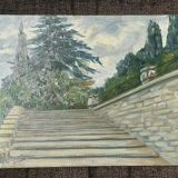 Oil painting "The ramps at San Niccolò" Florence, signed early 1900